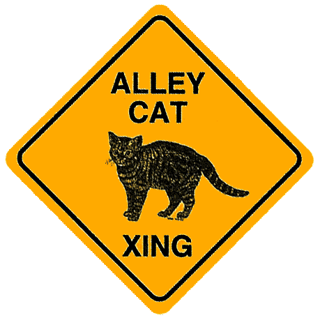 Bob Paz Signs » Cat Signs » Alley Cat Xing 12x12 Sign