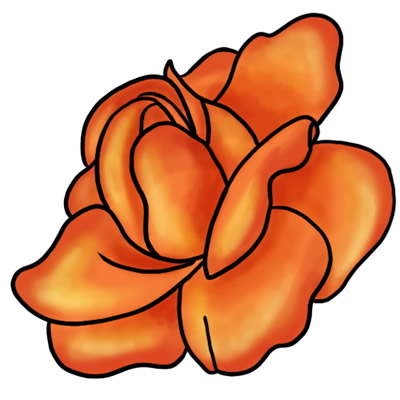 Free Orange Rose Clip Art 1