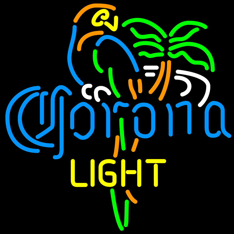 Corona Light Parrot Palm Tree Neon Beer Sign 24x24 | Corona Light ...