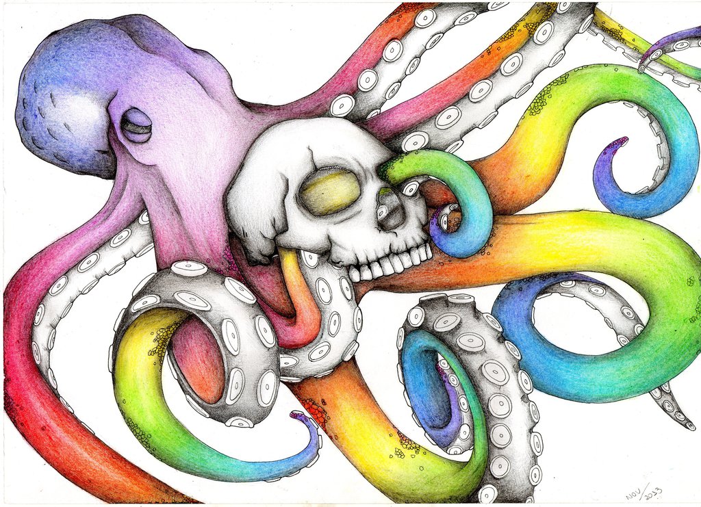 Rainbow Octopus Color Pencil
