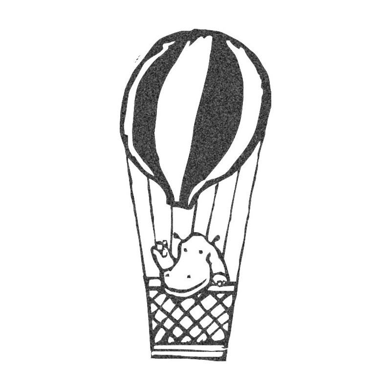 Sticker hippopotamus in a hot air balloon