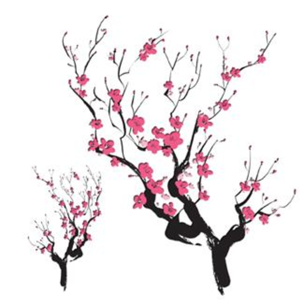 Asian Cherry Blossoms Temporary Tattoo image - vector clip art ...