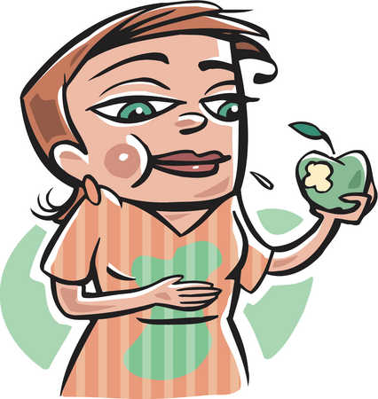 Stock Illustration - A woman eating an apple