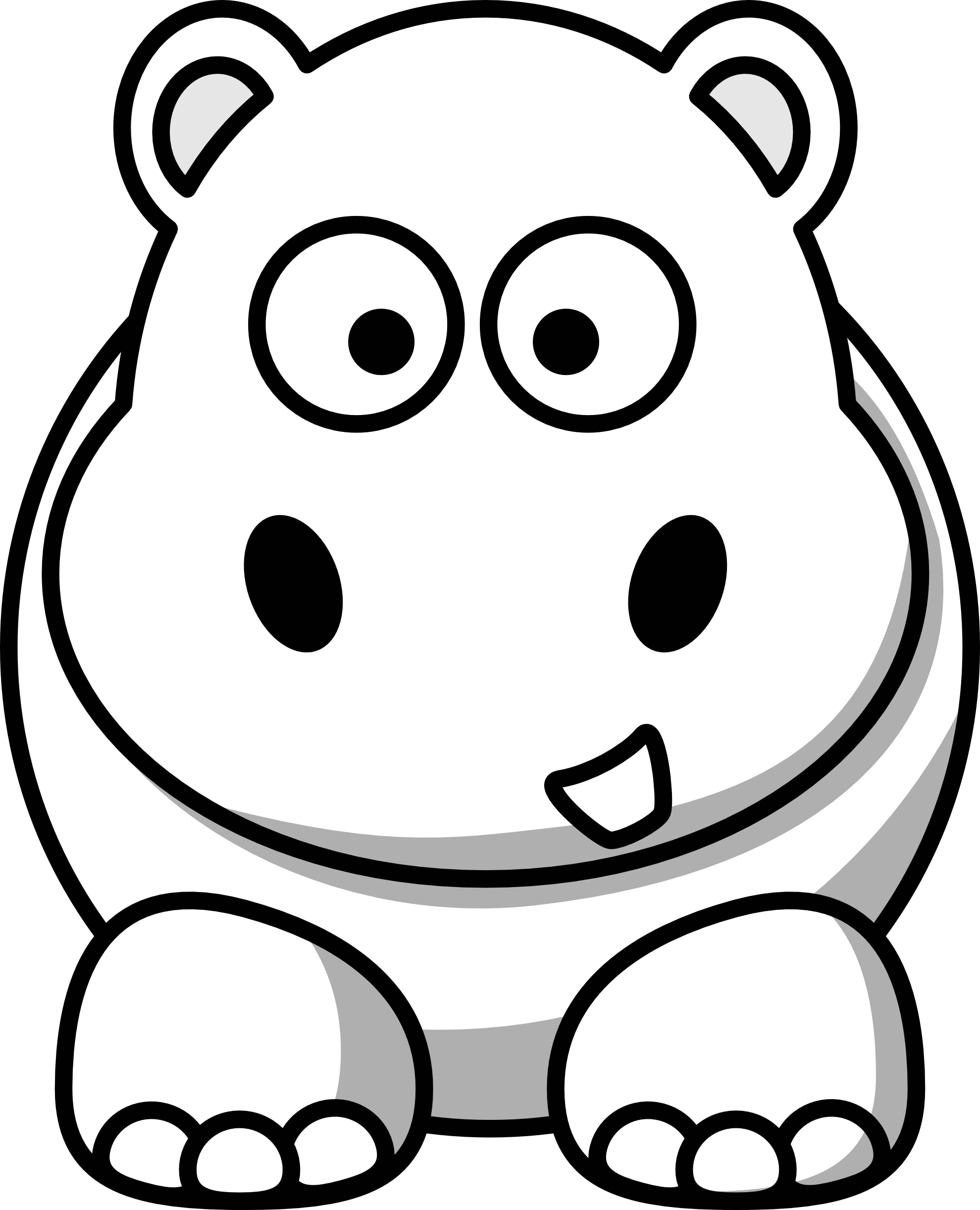 Cartoon Hippo Black White Line Art Scalable Vector Graphics SVG ...