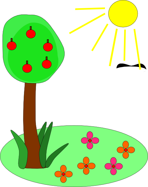 Sun Tree Flowers clip art - vector clip art online, royalty free ...
