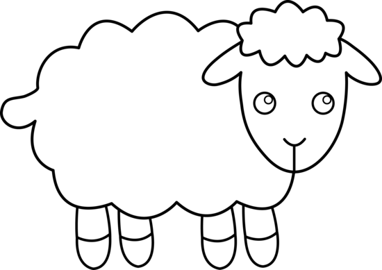 Cute Sheep Line Art - Free Clip Art