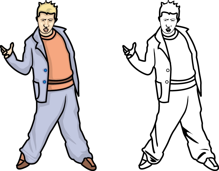 printable outline of a cool boy dancing for kids - Coloring Point