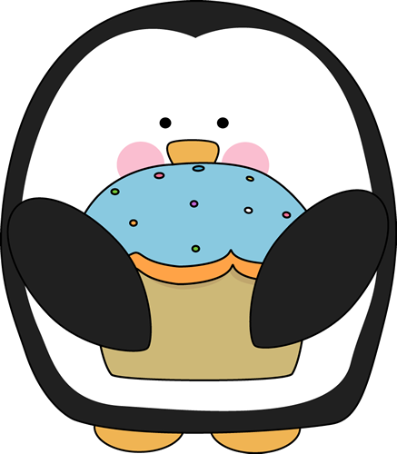 Penguin with a Cupcake Clip Art - Penguin with a Cupcake Image