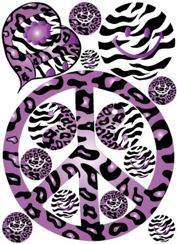 Sixties Theme Purple Leopard Cheetah Zebra Print Peace Sign Wall ...