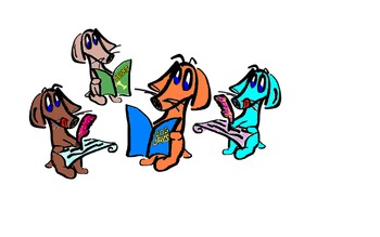 CLIP ART OF DOGS (DACHSHUNDS) READING AND WRITING (SOLID COLORS ...