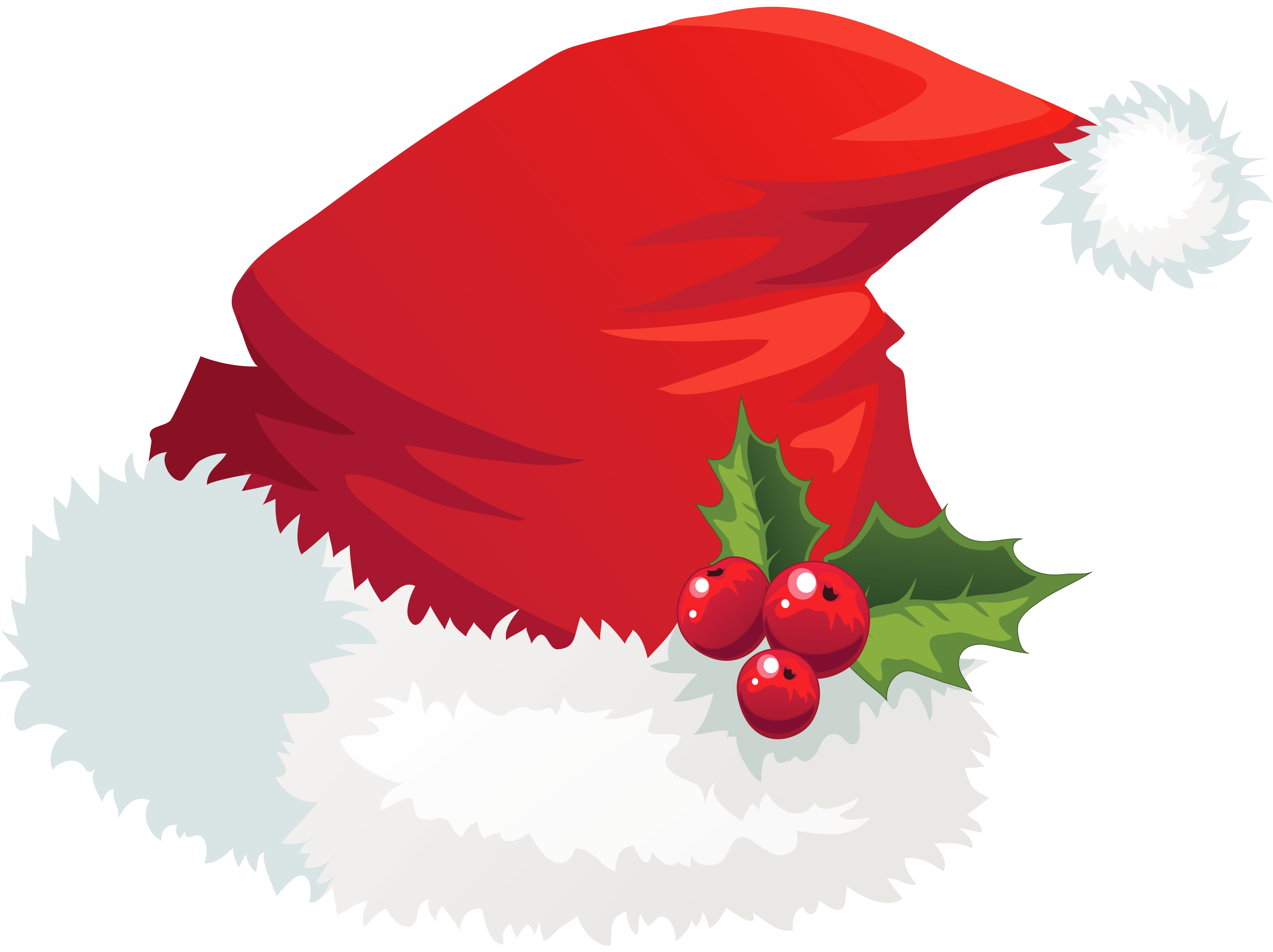 Transparent Santa Hat with Mistletoe PNG Picture