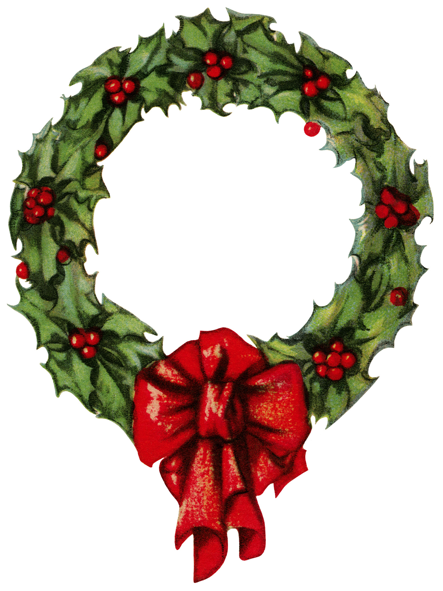 Holly and Berries Wreath ~ Free Vintage Graphic | Old Design Shop Blog