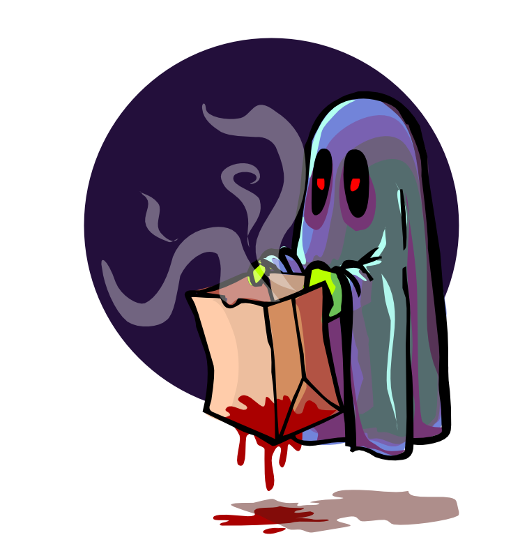 Clipart - Scary Ghost Trick or Treating