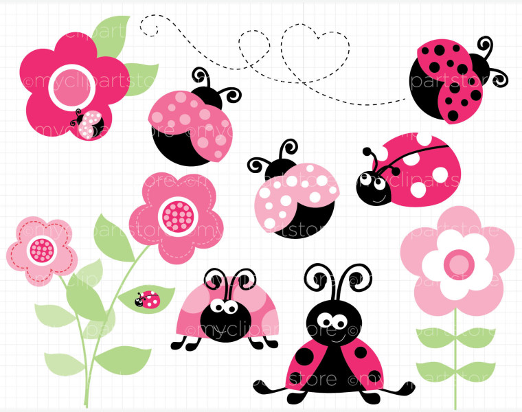 pink ladybug clip art free - photo #19