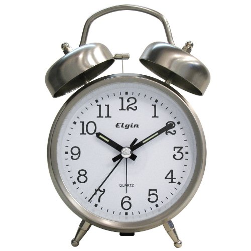 Amazon.com - Elgin QA Twin Bell Alarm Clock, Silver - Mechanical ...