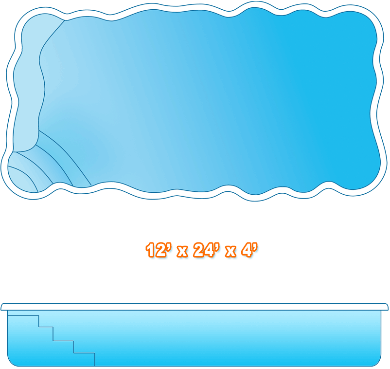 Turn Key 12x24 Inground Fiberglass Pool Small Lagoon Water World