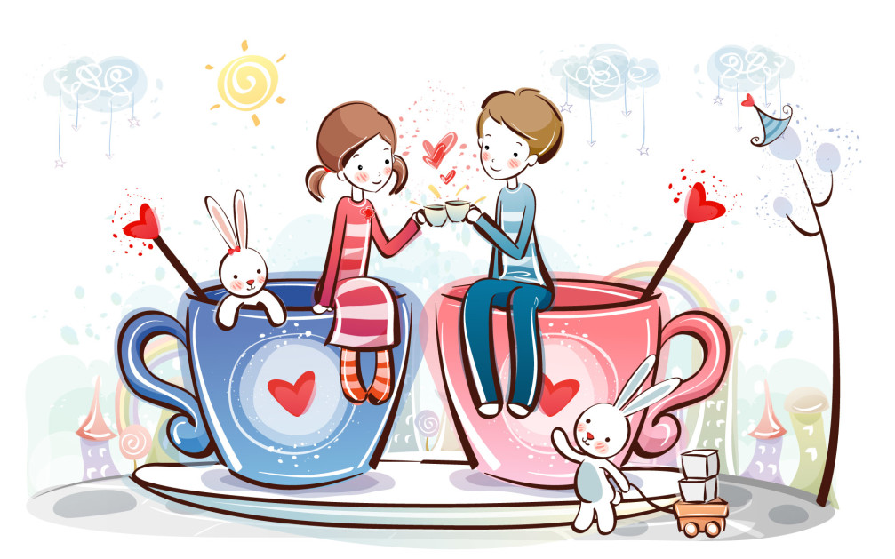 Valentine Day Couple Cartoon Wallpaper HD Desktop – Wallpaper ...