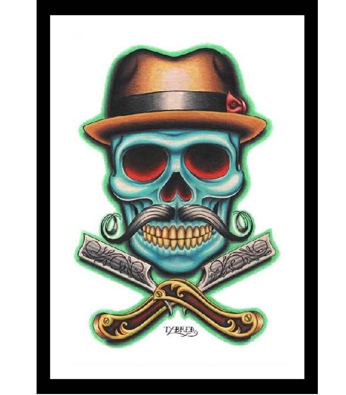 Black Market Barber Skull Art Print | Barbershop Art Print – The ...