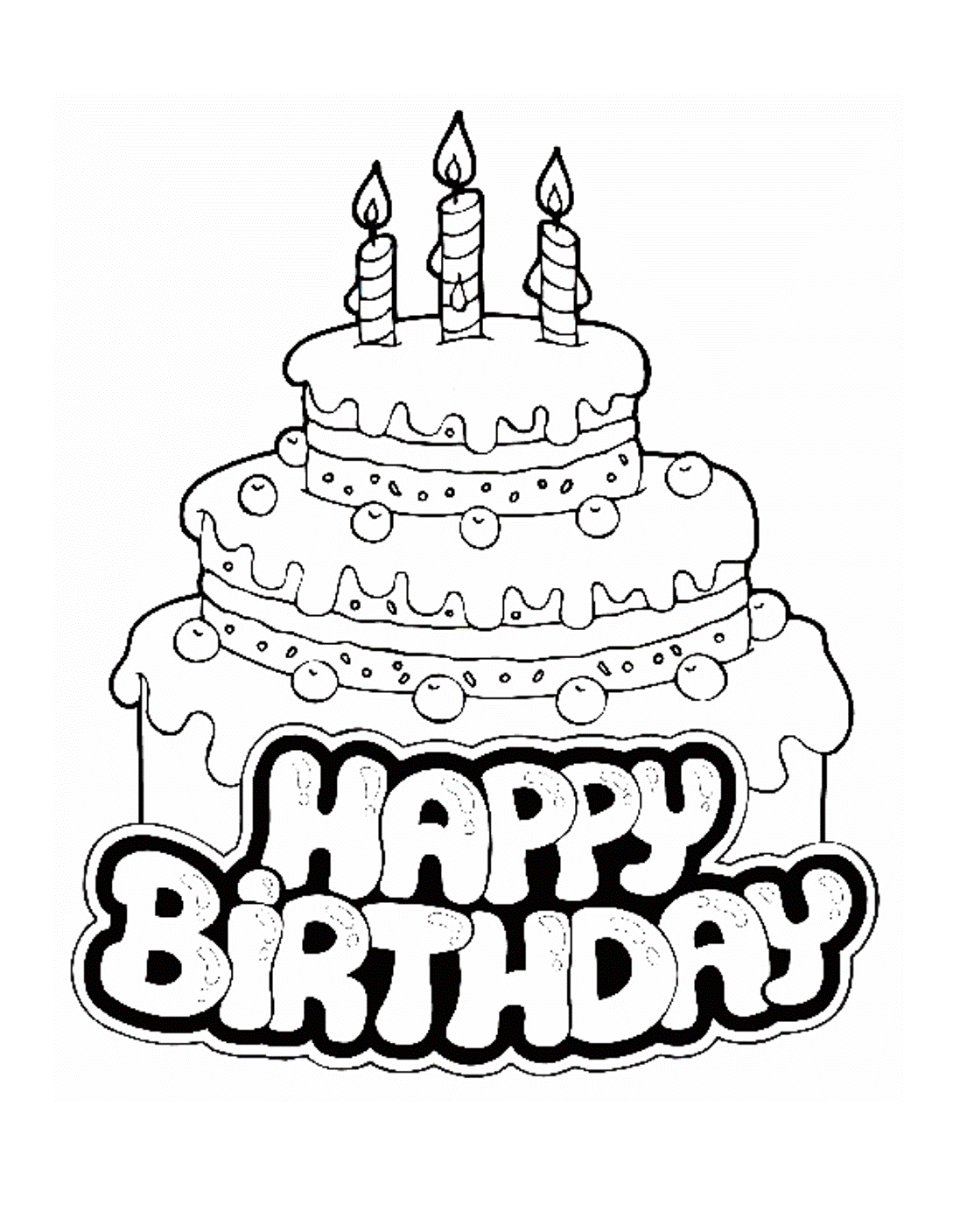 Happy Birthday Coloring Pages | SelfColoringPages.com
