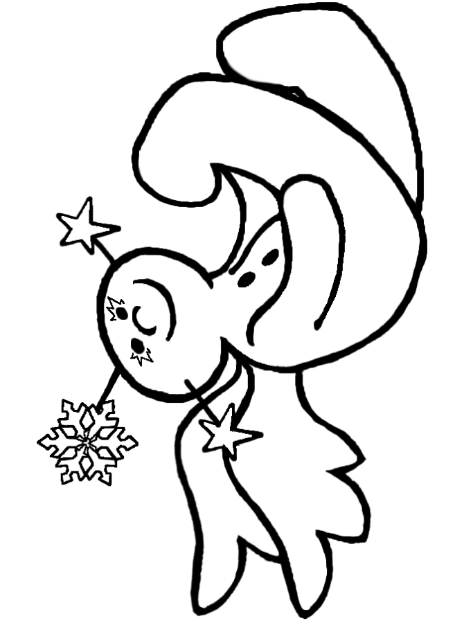 Snow Angel 1 Black and White Christmas coloring and craft pages. www.