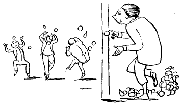 Public Domain images cartoon sneaky snowball fight pelt fun surprise