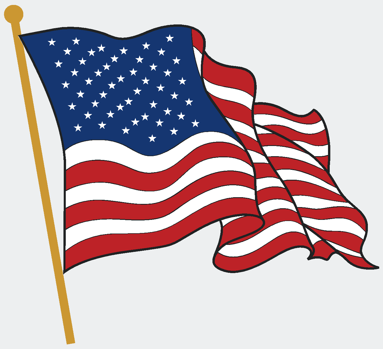 Waving American Flag Drawing - Cliparts.co