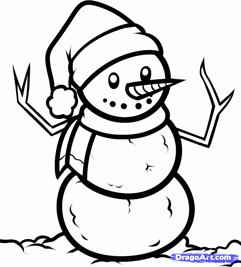 How to Draw a Christmas Snowman, Step by Step, Christmas Stuff ...