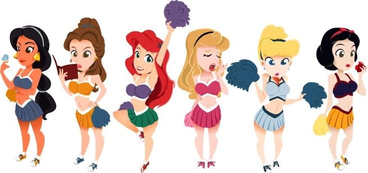 Disney princesses cartoon characters as young cheerleaders via www ...