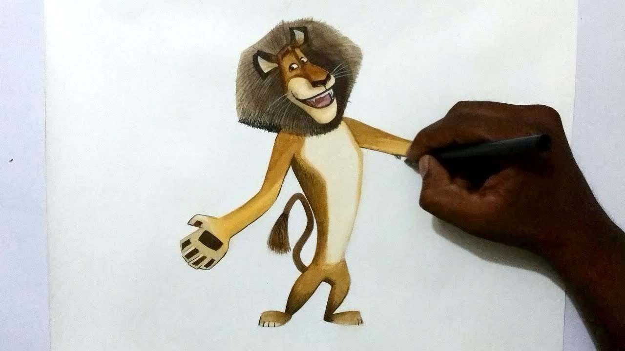 How to draw Alex the Lion from Madagascar 3 - YouTube