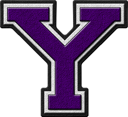 Presentation Alphabets: Purple Varsity Letter Y