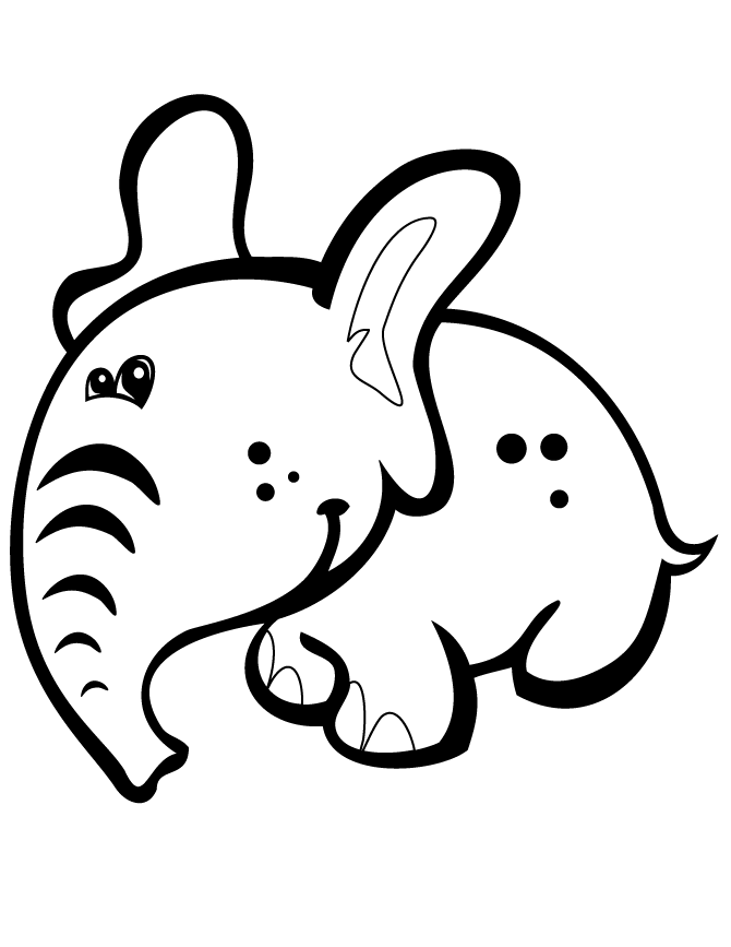 Cartoon Baby Elephant Coloring Page Images & Pictures - Becuo