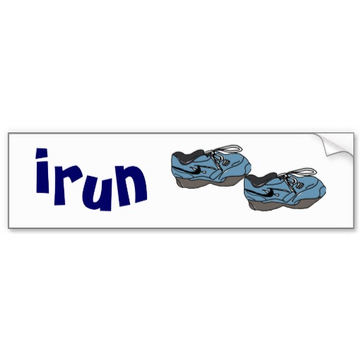 AD- Funny irun cartoon bumper sticker for runners | Zazzle