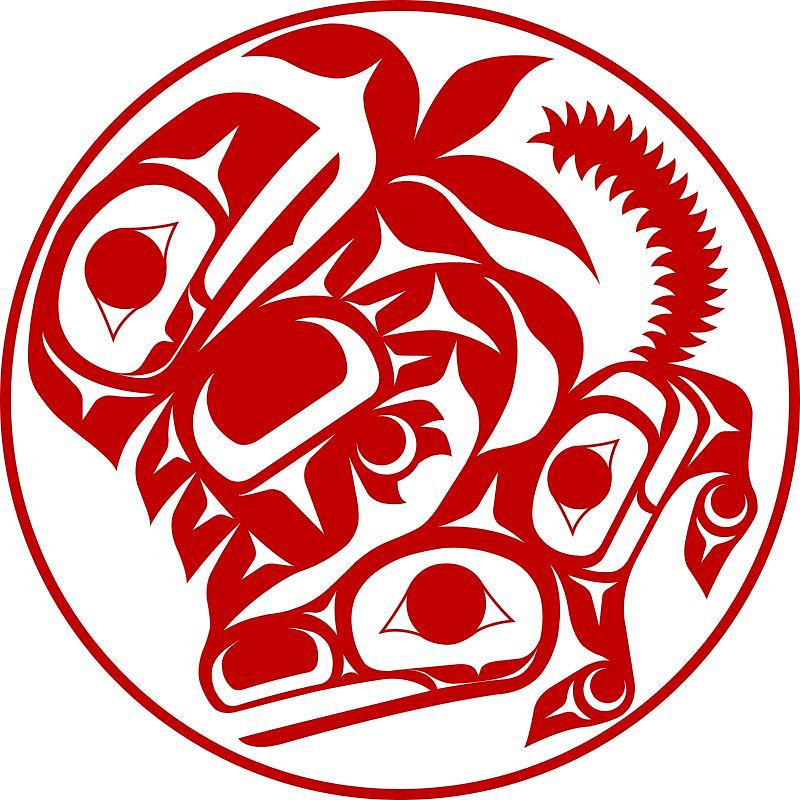 Northwest Coastal Eagle-wolf Tattoo Design Red by Terrance H Booth ...