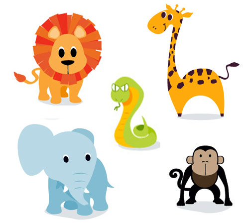 Cute & Chubby Baby Jungle Animals | vector cartoon