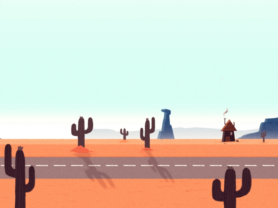 Desert with cactus and mountains | Desert with cactus and ...