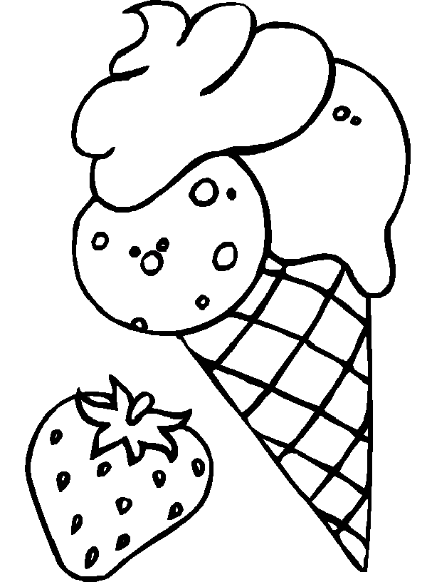 Coloring Pages of Strawberry Ice Cream Cone | Coloring Pages Trend