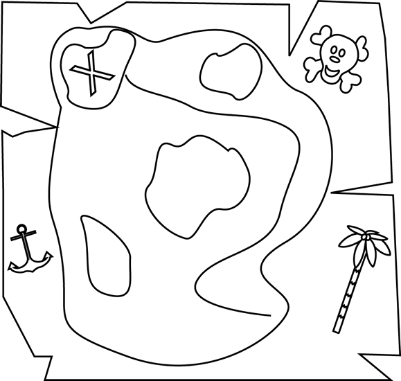 Black and White Pirate Treasure Map Clip Art - Black and White ...