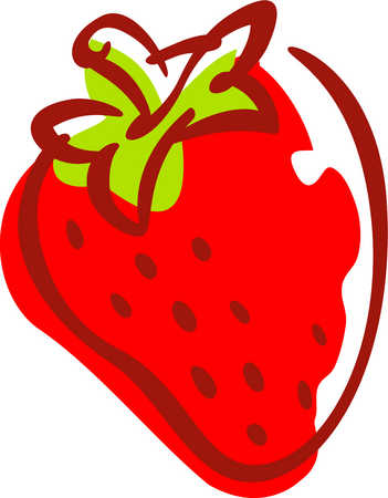 Stock Illustration - Colored drawing of a strawberry