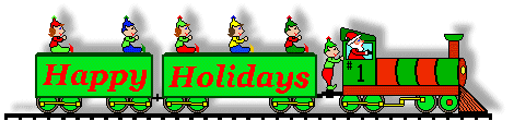Christmas Clip Art - Santa and Elves in a Toy Train