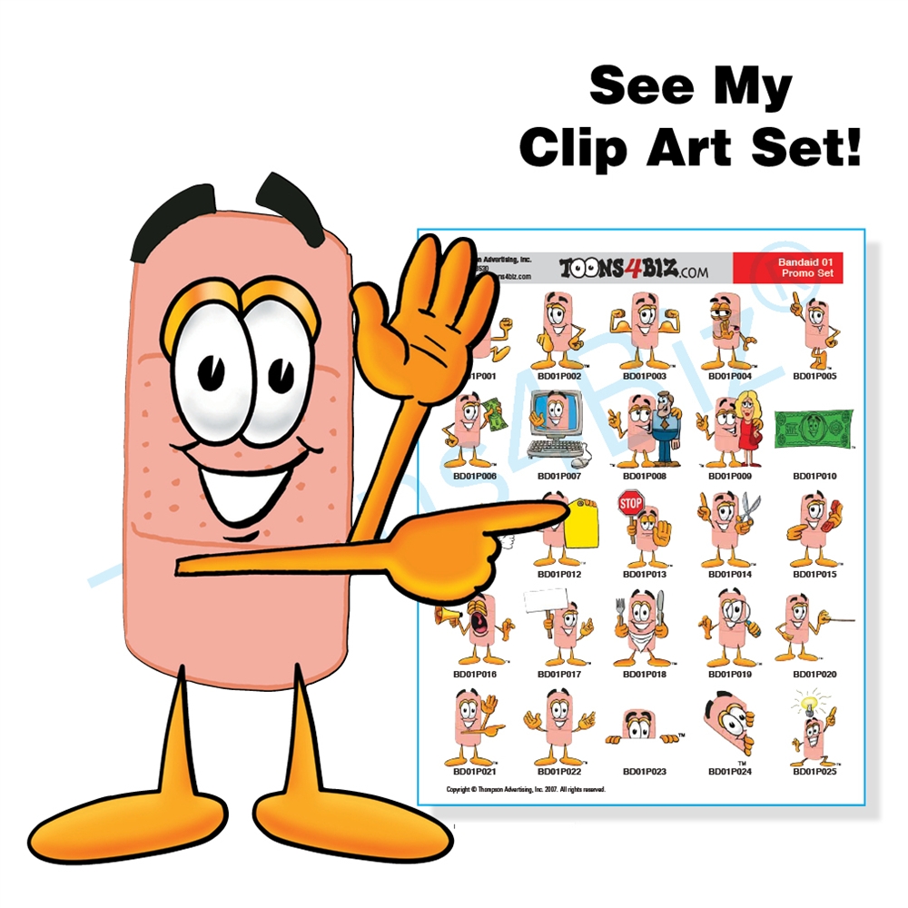 Cartoon First Aid Medical Bandaid Clip Art Set