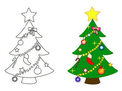 Christmas Tree Coloring Page Ornaments Clipart | Just Free Image ...
