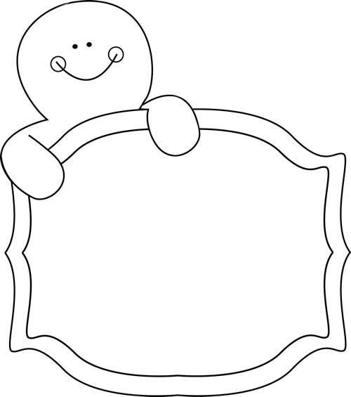 Black and White Gingerbread Man Sign Clip Art - Black and White ...