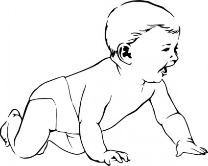 Crawling baby outline clip art Free vector for free download ...