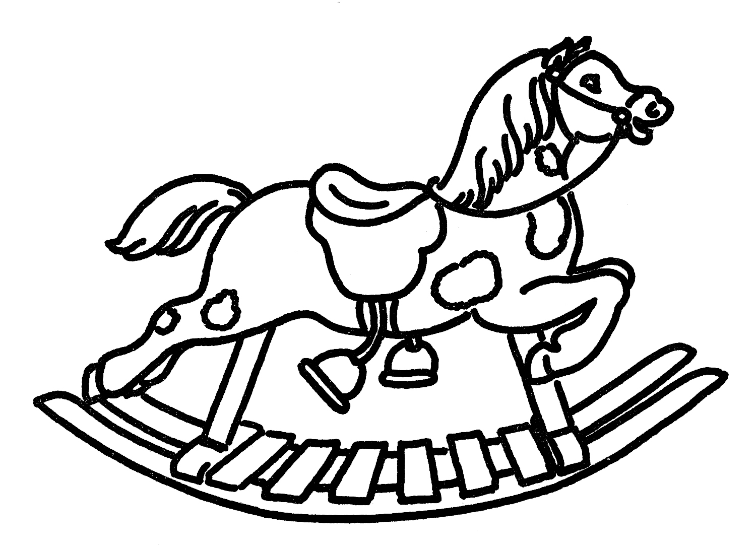Vintage Line Art Rocking Horse - The Graphics Fairy