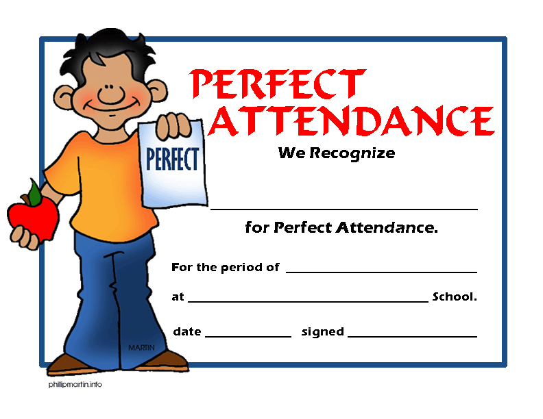 perfect attendance certificate templates free - perfect attendance ...