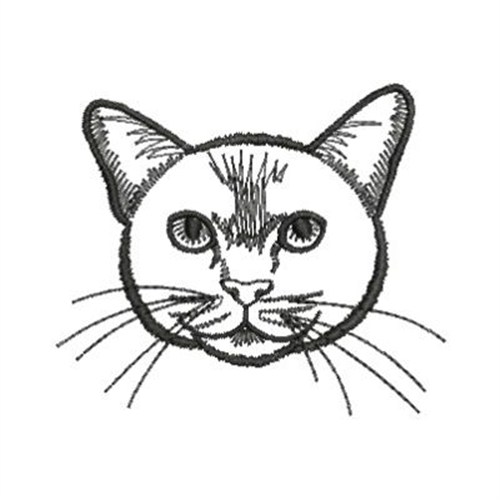 Ace Points Embroidery Design: Cat Head Outline 2.08 inches H x ...