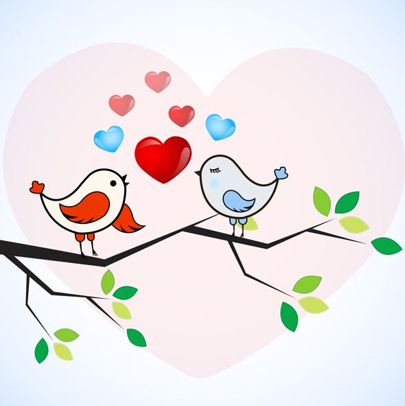 Romantic Love Birds Vector | Vector Bee