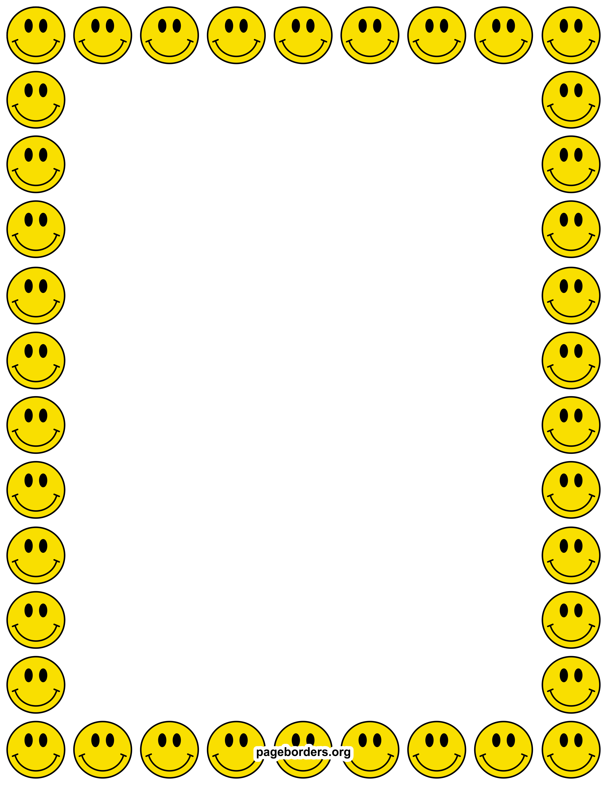 Smiley Face Border: Clip Art, Page Border, and Vector Graphics