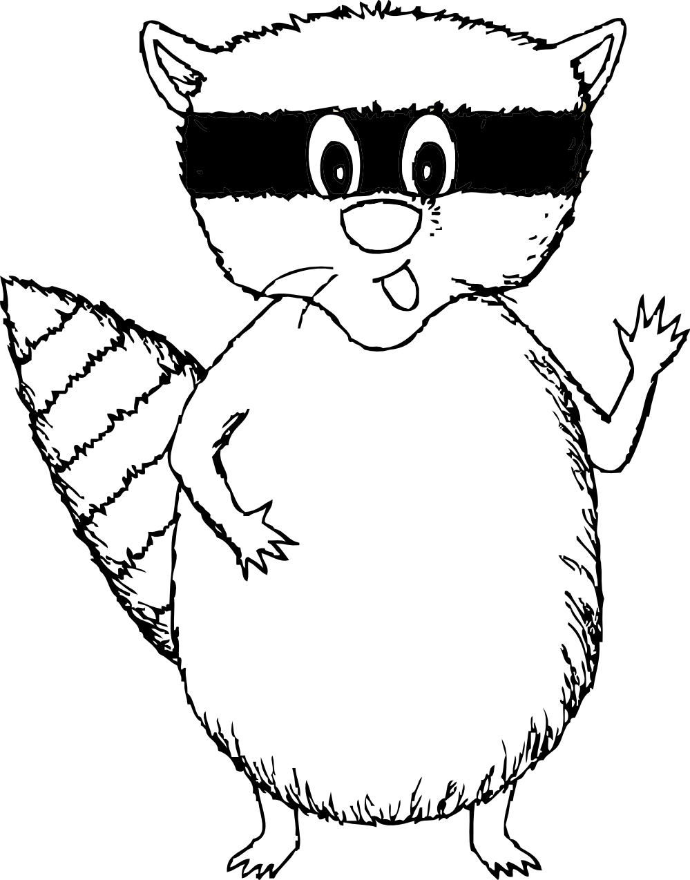 raccoon black white line art hunky dory SVG colouringbook.