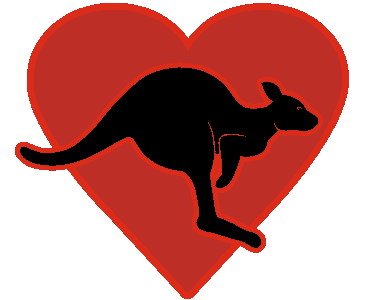 Kangaroo Love Red Heart : Wombania's Gift Shop